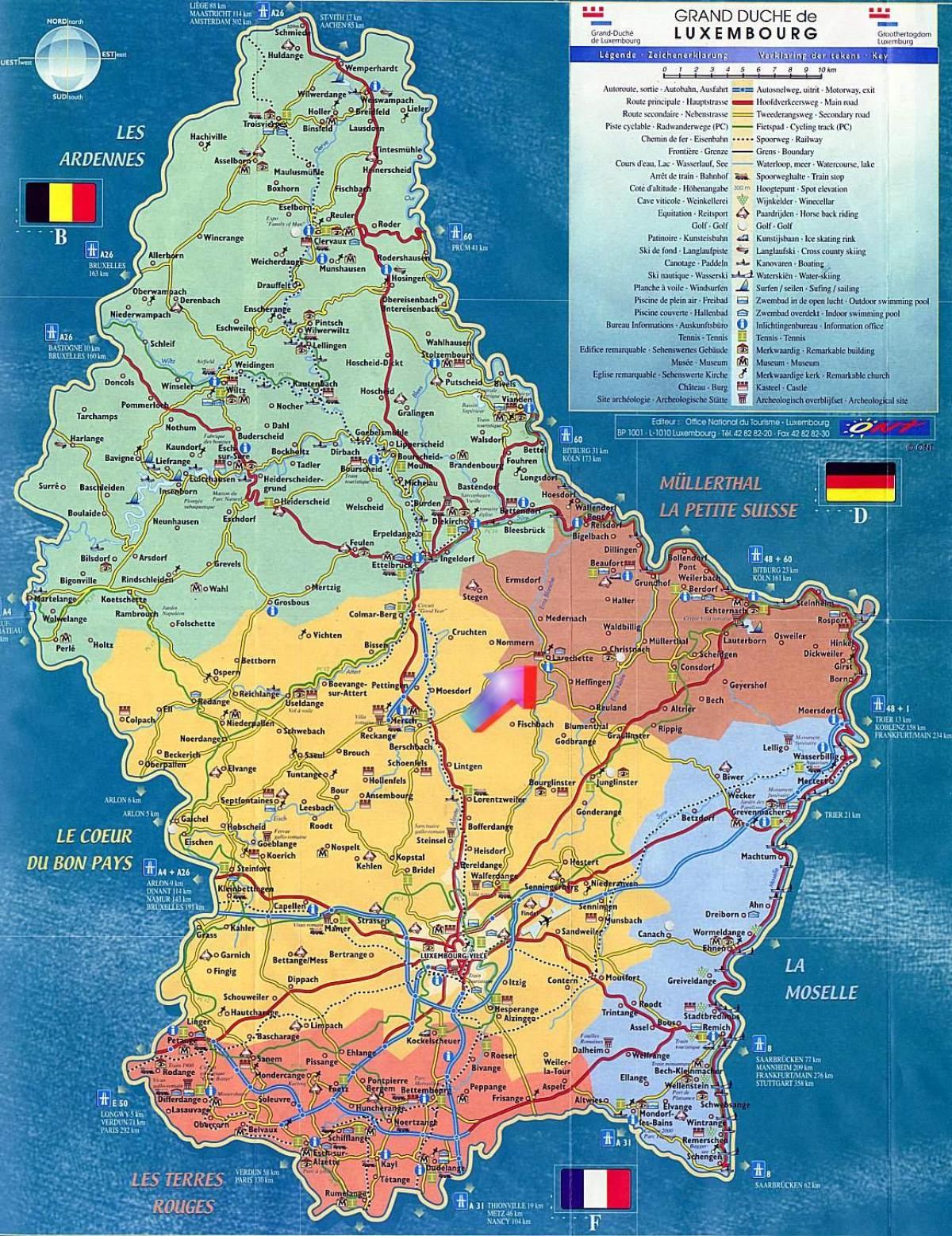 mapa Lucemburska turistická mapa atrakcí