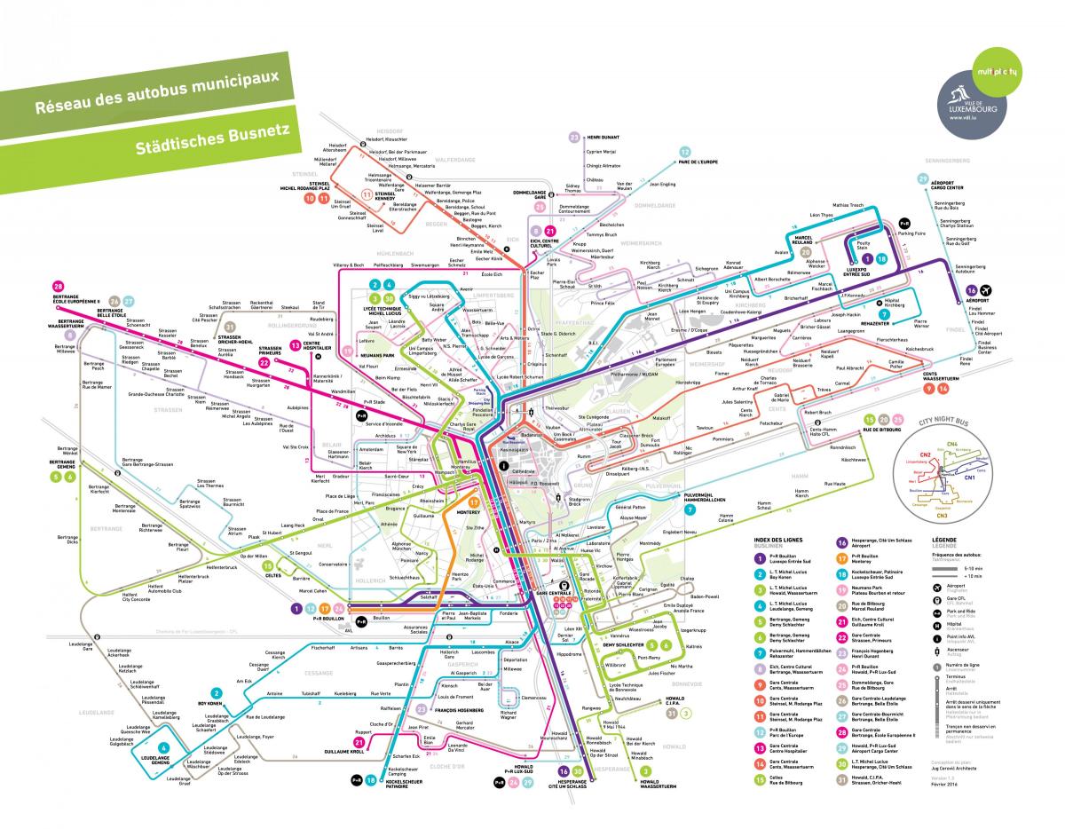 mapa Lucemburska veřejné dopravy