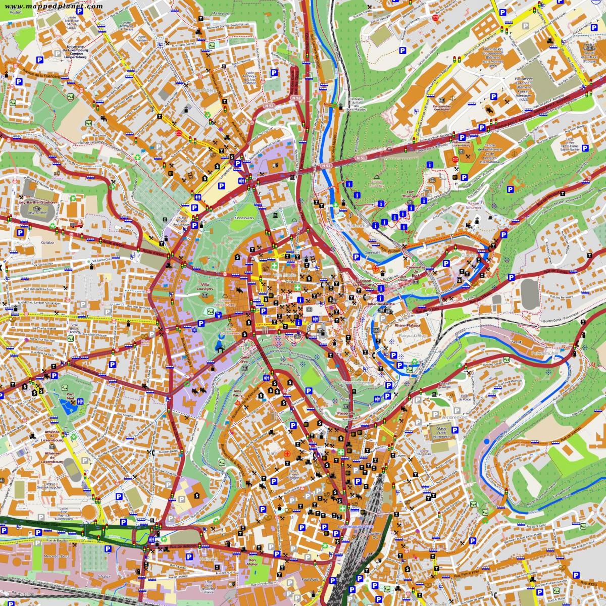 mapa Lucemburska centra města