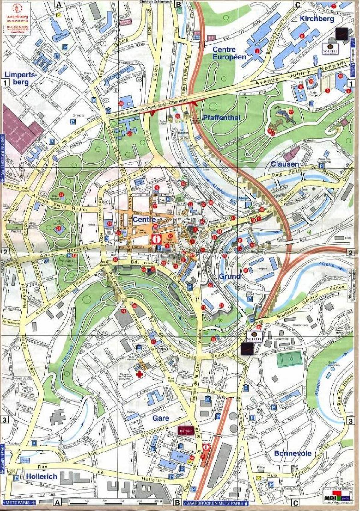 mapa staré město Lucemburk