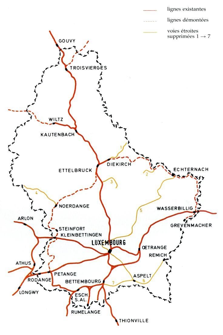 Lucembursko železniční mapě