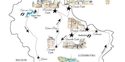 Mapa hrady a zámky Lucemburska